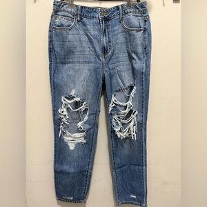 Fashion Nova Light Blue Distressed Denim Jeans